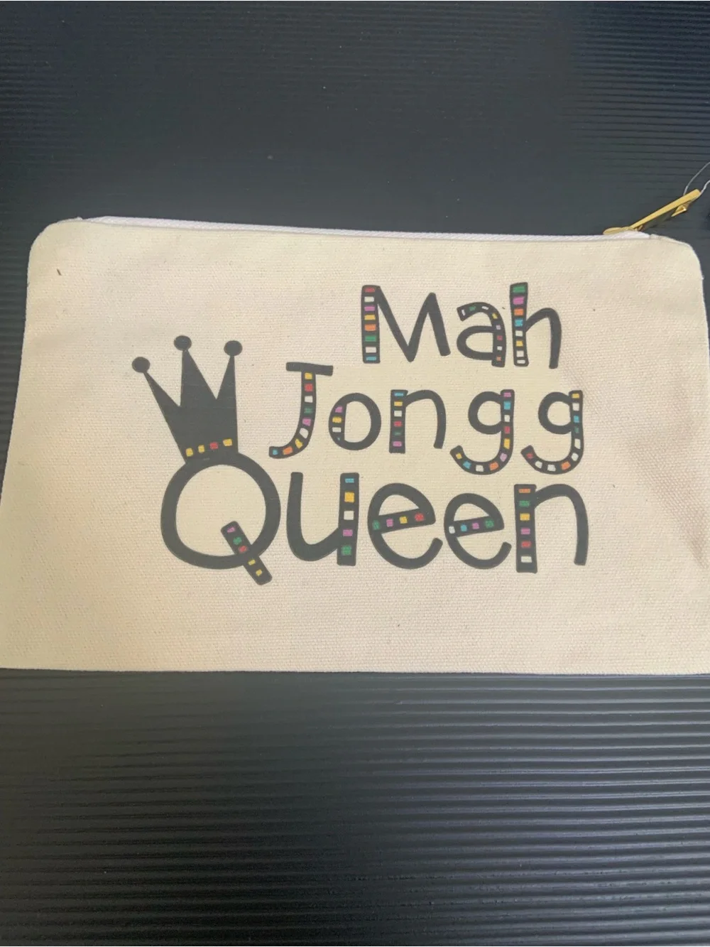 Mah Jongg Queen Canvas Pouch - Cream